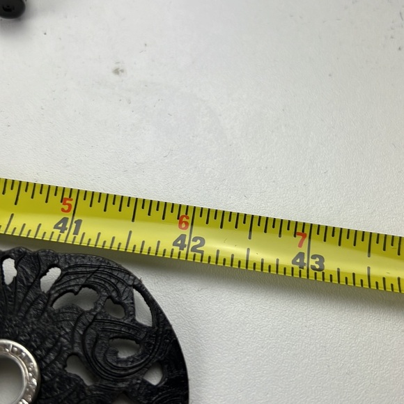 Black Leather Laser Cut-out Belt with Hammered Silver Buckle - Picture 6 of 10